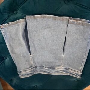 Pleated front Blue denim Women's skort